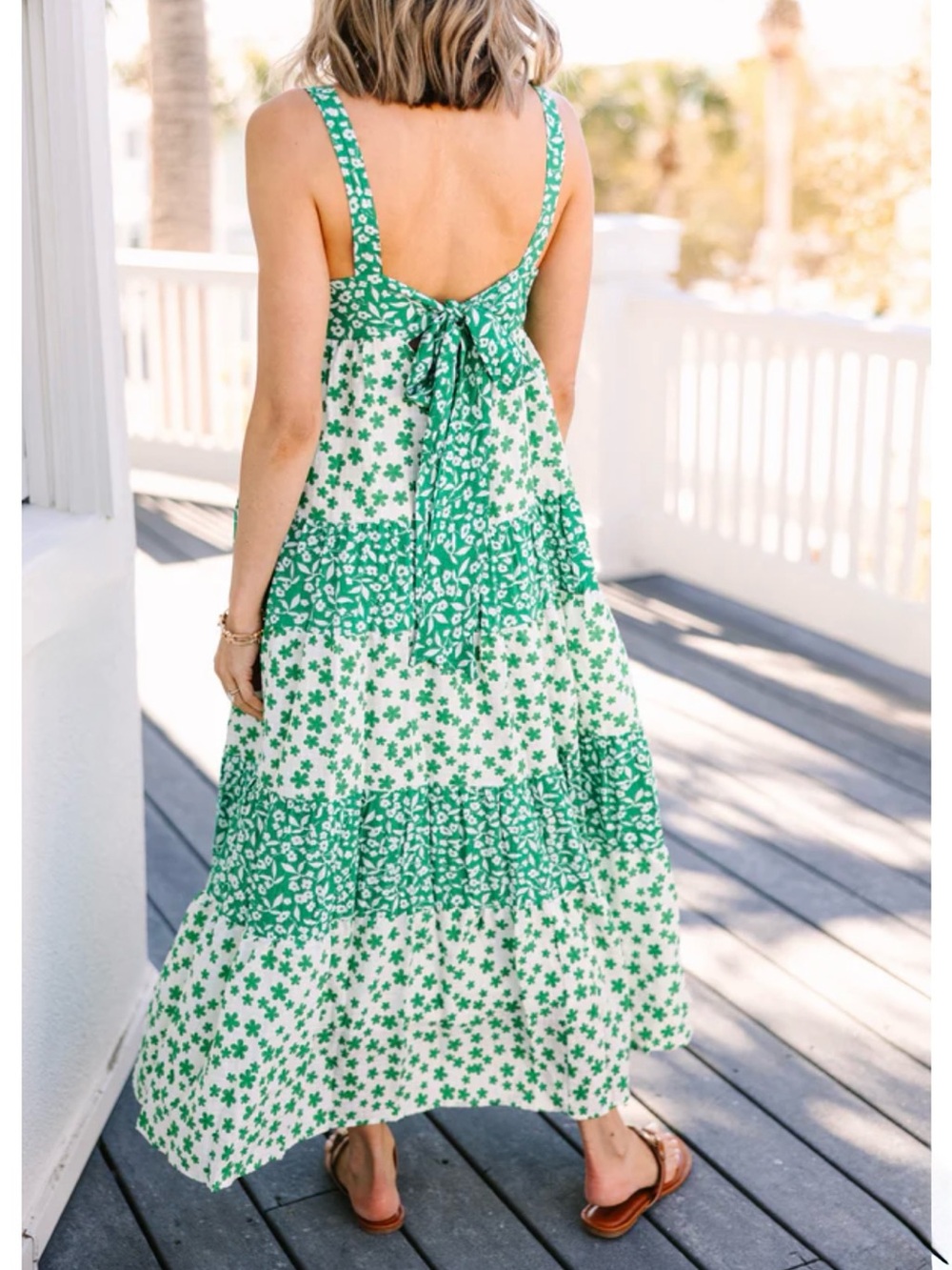 NWT Green Ditsy Floral Midi Dress size M - Picture 10 of 11
